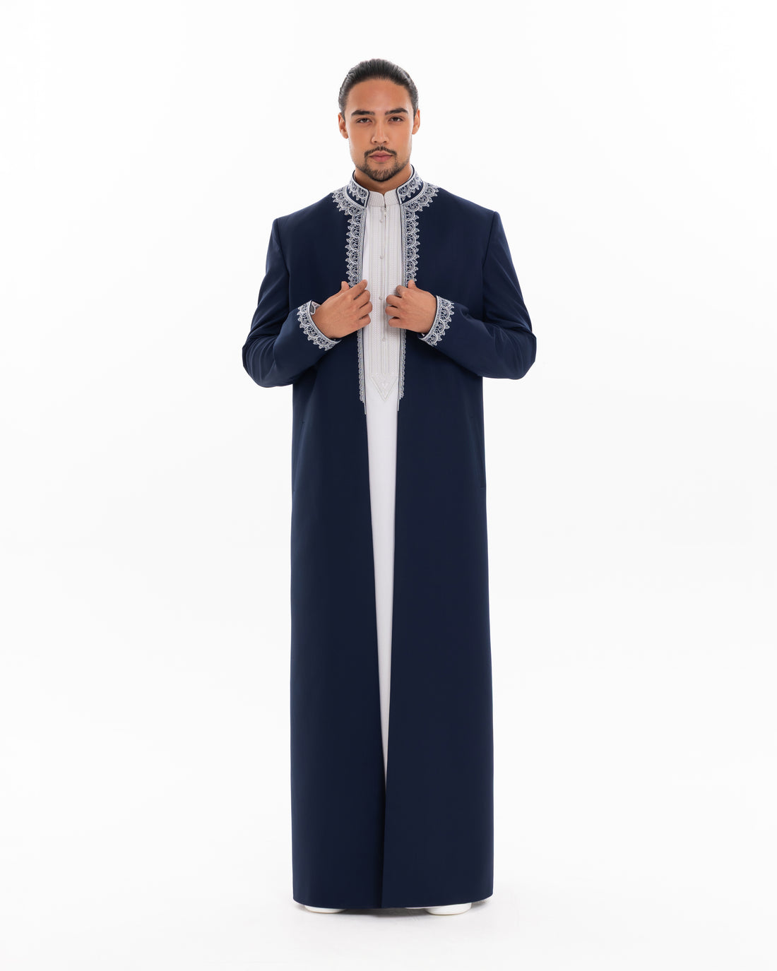 Man wearing premium Aman Modest thobe