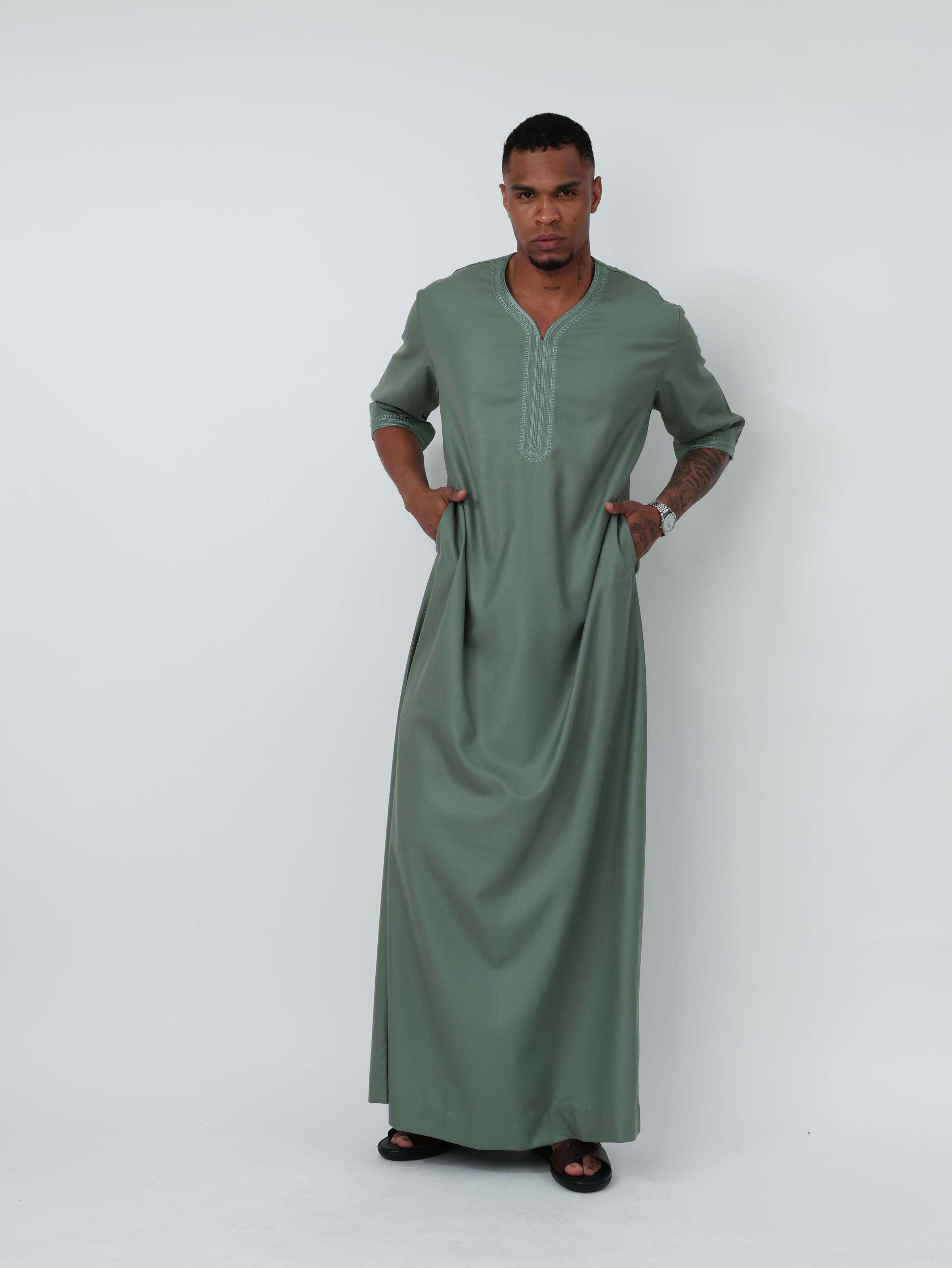 Moroccan Olive Green Thobe image 3