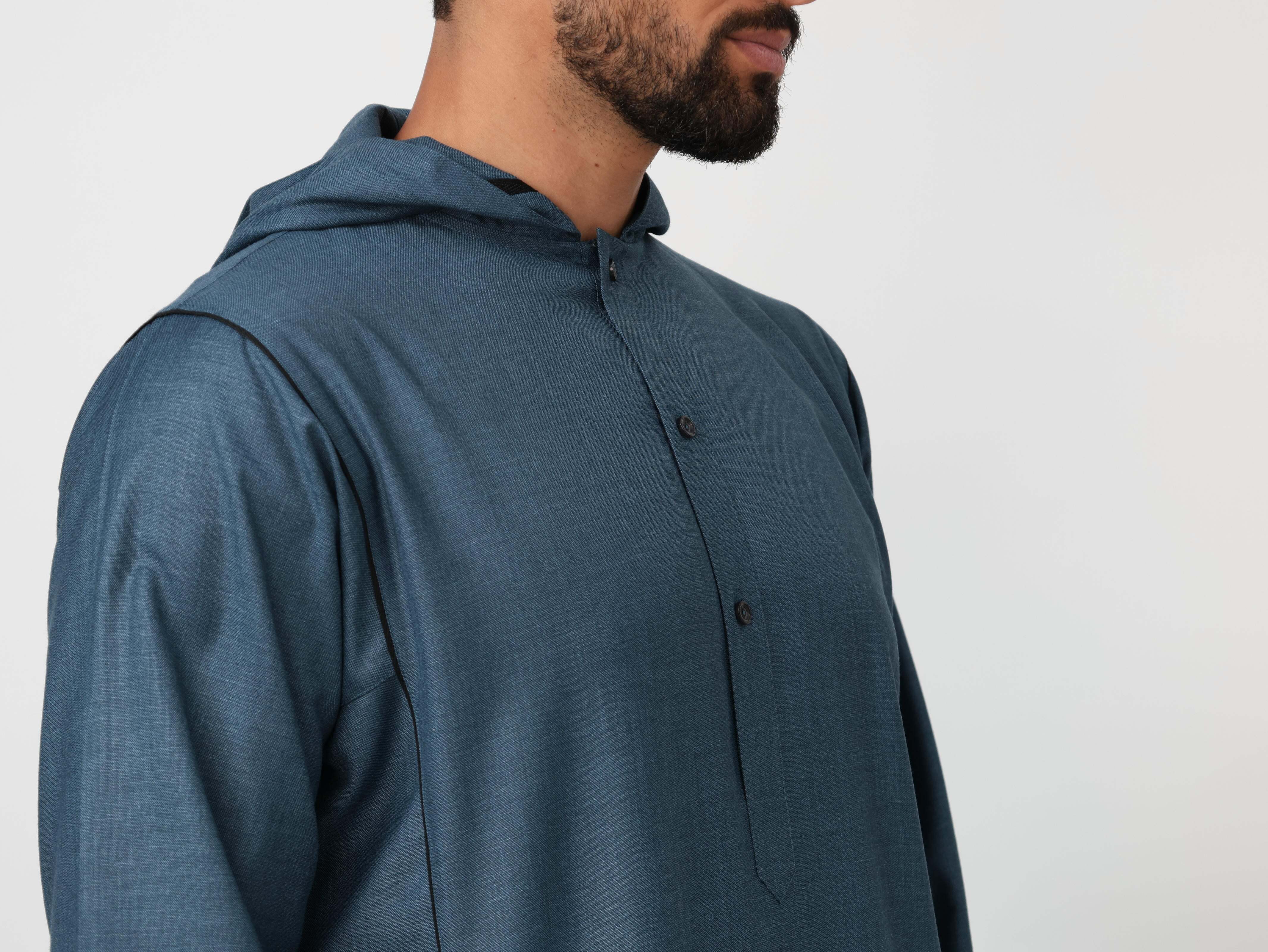 Blue Moroccan Hooded Thobe image 5