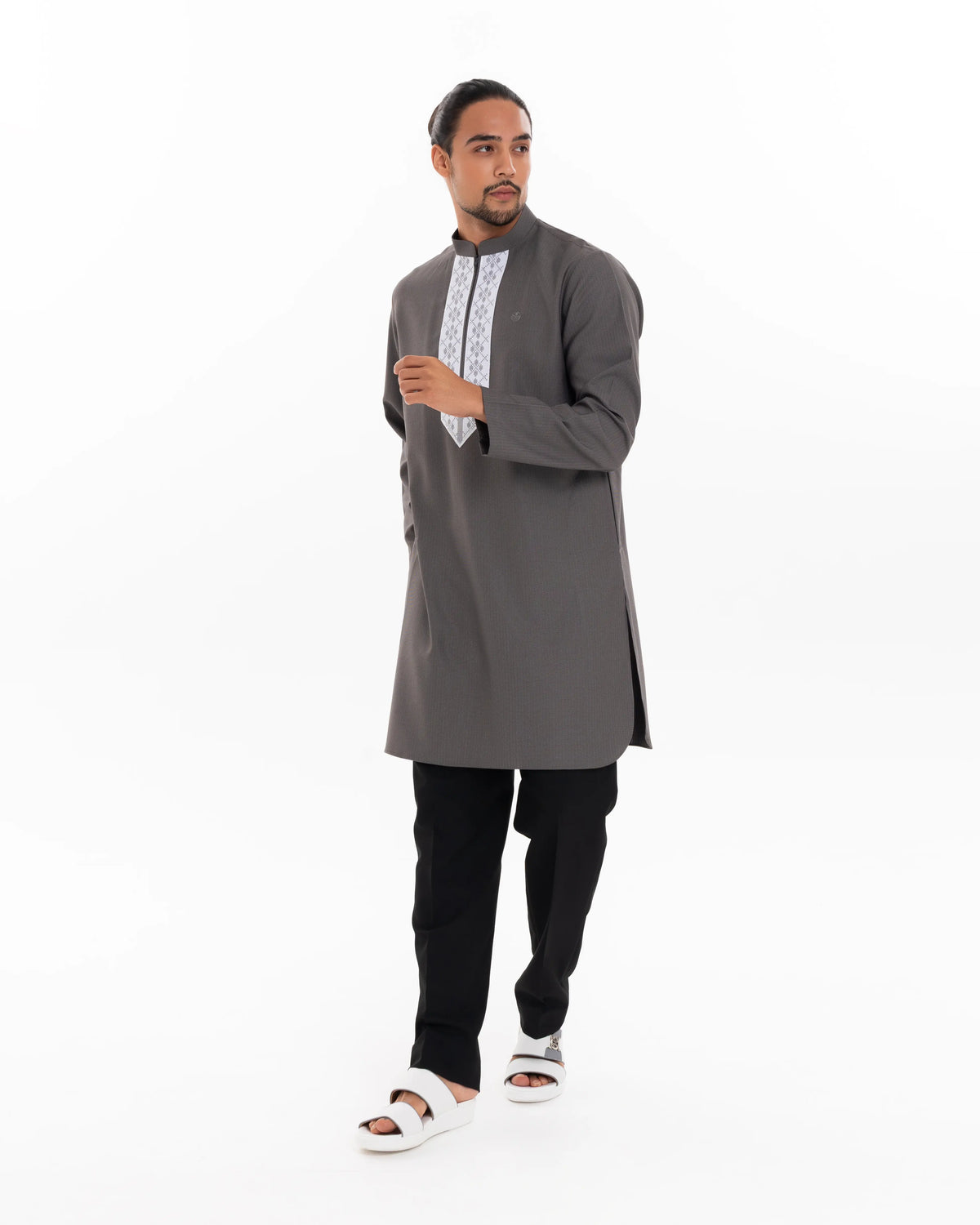 Kurta With Lace Grey